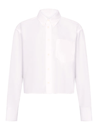 Kurzes Oversize-Hemd aus Baumwoll-Oxford mit Knopfleiste