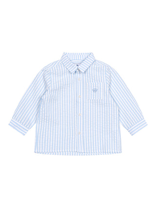 Seersucker Hemd mit Streifen - Blau/Weiß