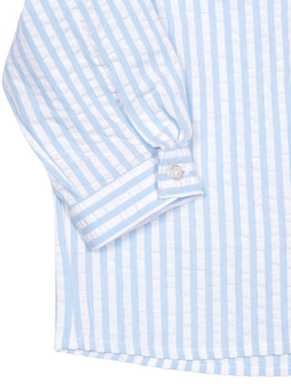 Seersucker Hemd mit Streifen - Blau/Weiß