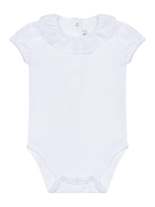 Body mit Rüschenkragen - Weiß