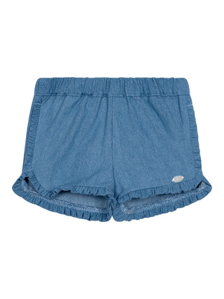 Jeans-Shorts mit Rüschen -Blau