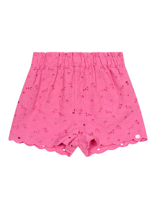 Shorts mit Broderie Anglaise - Pink