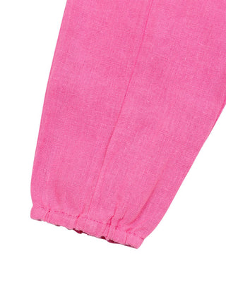 Leinenhose mit Rüschen – Pink
