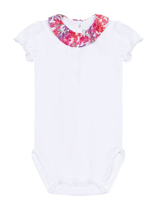 Body mit geblümtem Rüschenkragen – Weiß