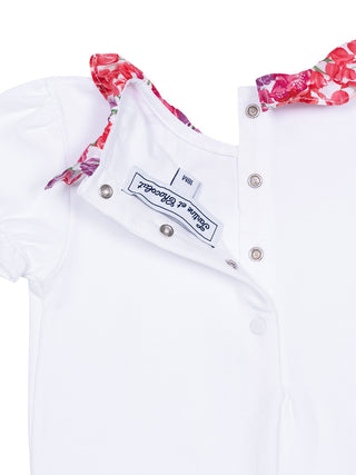 Body mit geblümtem Rüschenkragen – Weiß