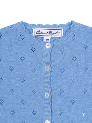 Cardigan aus Pointellestrick – Blau