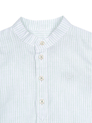 Gestreiftes Hemd mit Mandarinkragen - Mintgrün