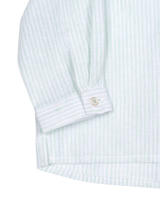 Gestreiftes Hemd mit Mandarinkragen - Mintgrün