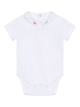 Body mit besticktem Kragen - Weiß
