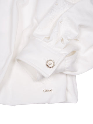 Bestickte Jeansjacke - Cremeweiß