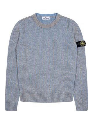 Gerippter Strickpullover mit Kompass-Logo - Blau