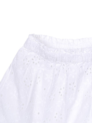 Stufenrock mit Broderie Anglaise - Weiß