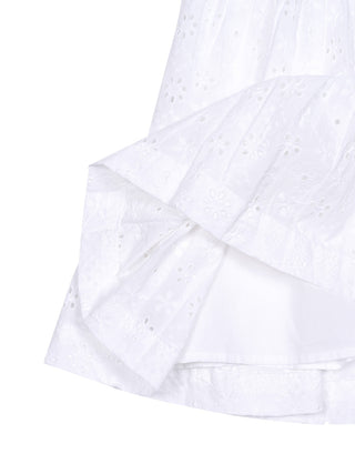 Stufenrock mit Broderie Anglaise - Weiß