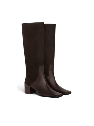 Kniehohe Lederstiefel Braun