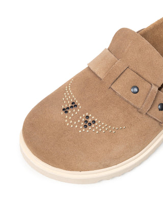 Wildleder-Clogs mit Nieten-Details - Braun