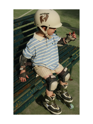 Spotty Kurzarm Polo Stripe Ciel