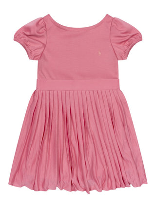 Plissé Kleid mit Puffärmeln - Rosa