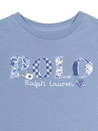 T-Shirt mit Patchwork-Logo - Blau