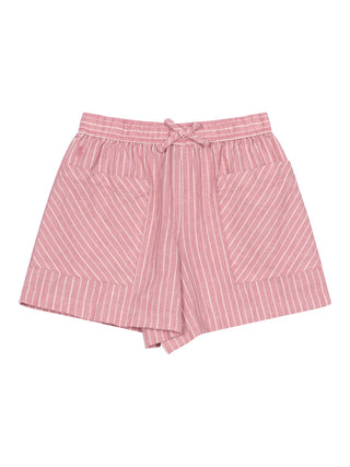 Gestreifte Leinenshorts - Rosa