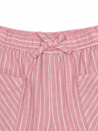 Gestreifte Leinenshorts - Rosa