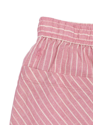 Gestreifte Leinenshorts - Rosa