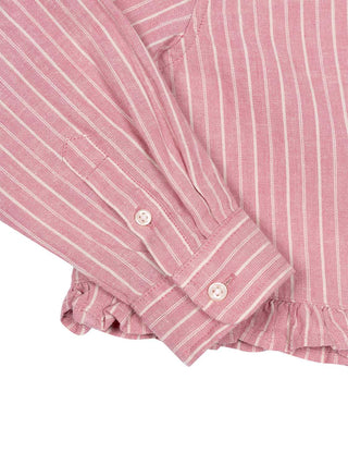 Gestreiftes Leinenhemd - Rosa