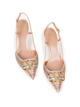 V-Logo Metallic Sling Back in 80mm