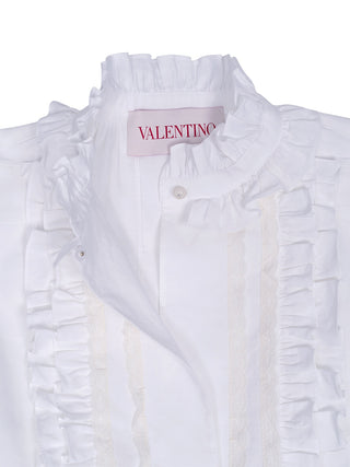 Rüschiges Minikleid aus Baumwoll-Mischgewebe