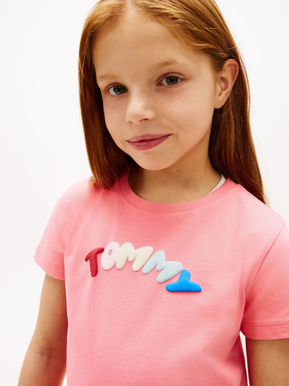 Jersey-T-Shirt mit strukturiertem Logo - Tropical Blush