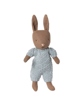 Kaninchen, Mikro - Braun - Blauer Strickanzug