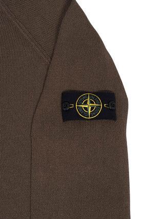 Rundhalspullover in Braun mit Logo-Patch