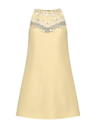 Gelbes Minikleid mit Schleifen-Details