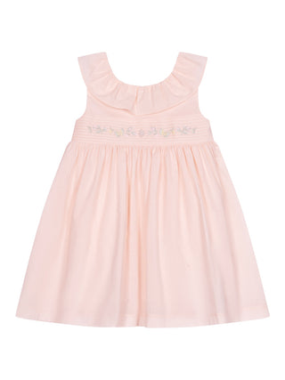 Besticktes Kleid mit Rüschen - Lachsrosa