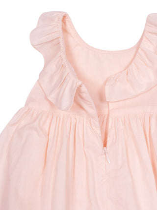 Besticktes Kleid mit Rüschen - Lachsrosa