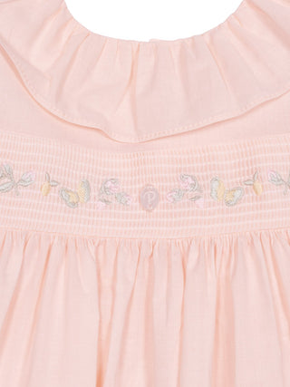 Besticktes Kleid mit Rüschen - Lachsrosa