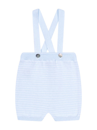 Trägerbermuda mit Streifen - Hellblau