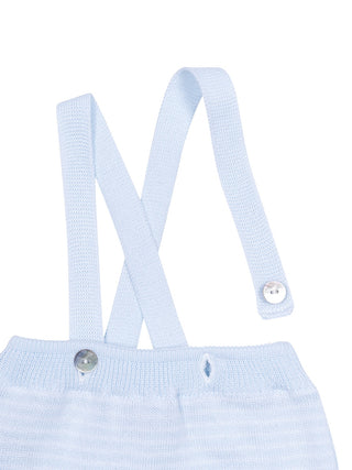 Trägerbermuda mit Streifen - Hellblau