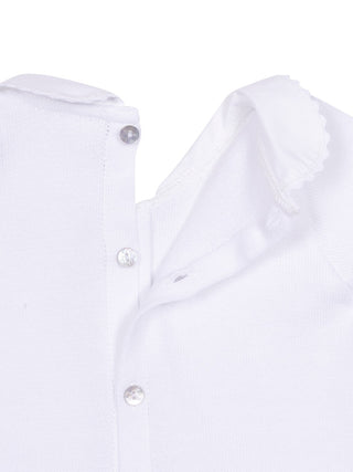 Kurzarm-Pullover mit Stoffkragen - Weiß-Rosa