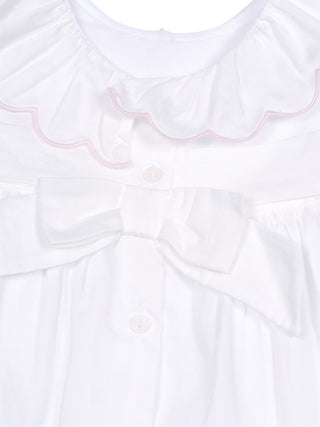 Bestickte Kleid mit Kragen - Weiß