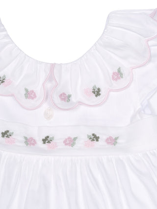 Bestickte Kleid mit Kragen - Weiß