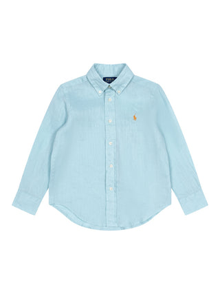 Leinenhemd mit Button-Down-Kragen - Hellblau