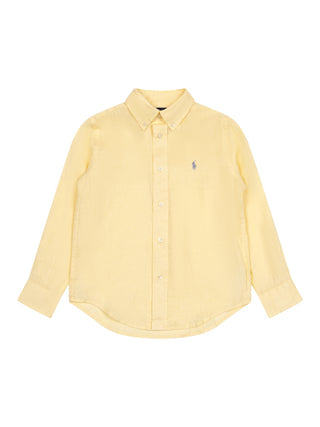 Leinenhemd mit Button-Down-Kragen - Gelb