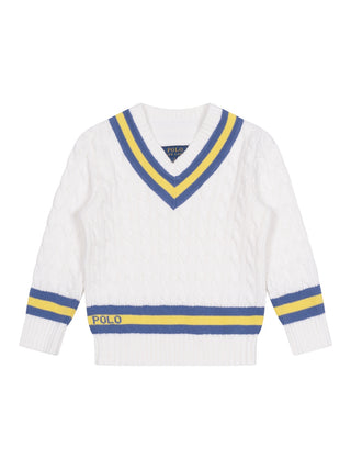 Pullover mit V-Ausschnitt - Weiß