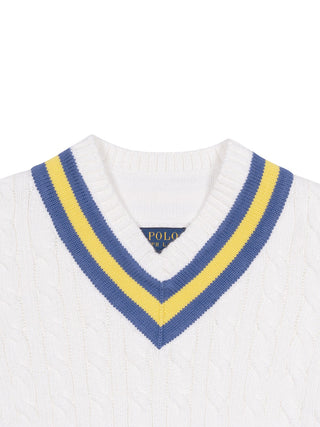 Pullover mit V-Ausschnitt - Weiß