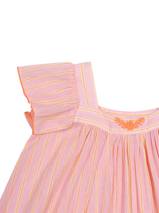 Neongestreiftes Kleid - Rosa