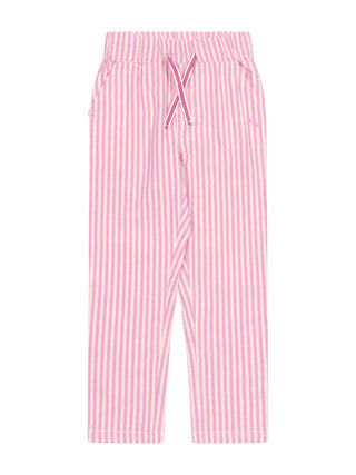 Gestreifte Hose aus Denim - Rosa