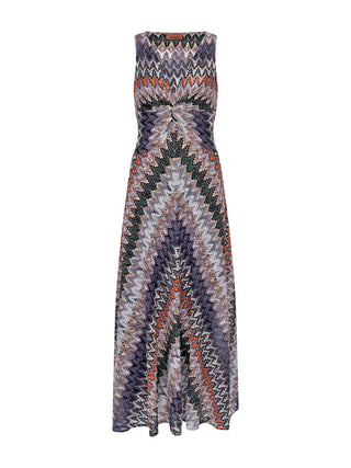 Langes Kleid mit Zick-Zack-Muster