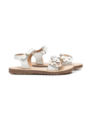 Ledersandalen mit Blumen Gradina - Weiß