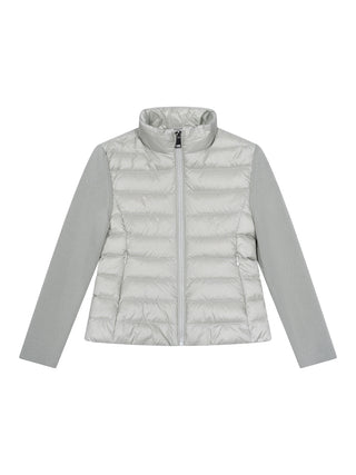 Wattierter Cardigan aus Wolle - Hellgrau