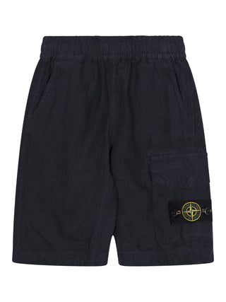Leinenshorts mit Logo - Navy